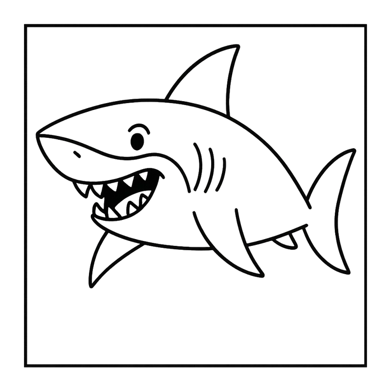 Friendly Shark Grin Coloring Page coloring page