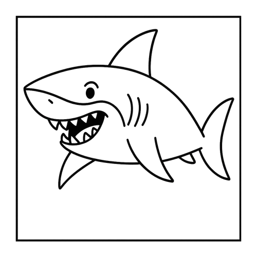Friendly Shark Grin Coloring Page coloring page