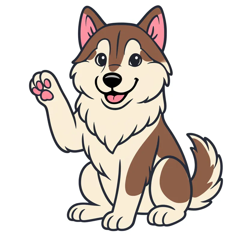 Friendly Waving Husky Coloring Page colored reference