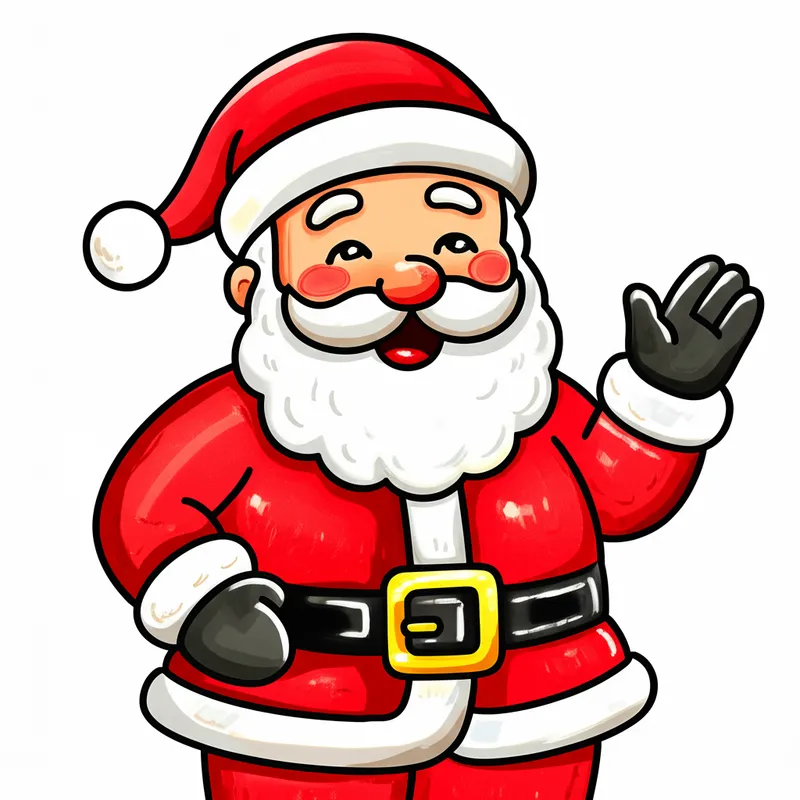 Friendly Waving Santa Claus Coloring Page colored reference