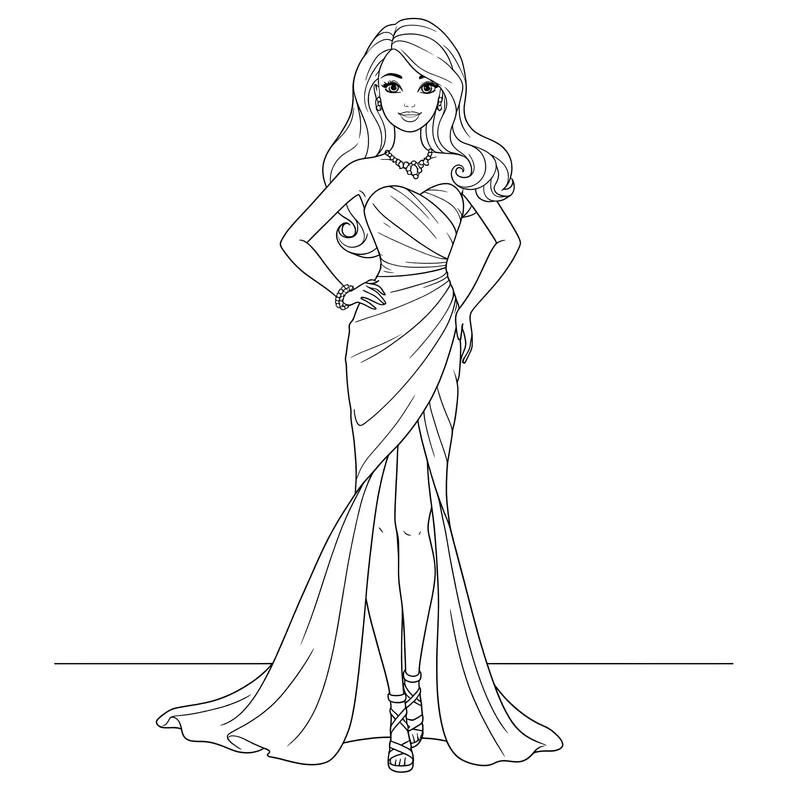 Glamorous Barbie Fashion Coloring Page coloring page