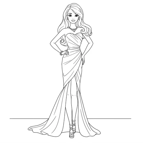Glamorous Barbie Fashion Coloring Page coloring page
