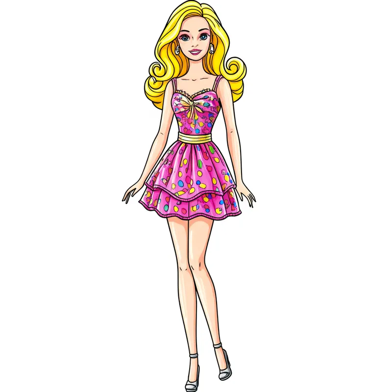 Glamorous Fashion Doll Coloring Page colored reference
