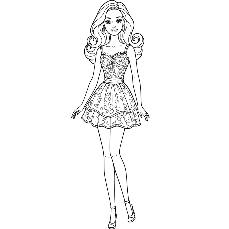 Glamorous Fashion Doll Coloring Page coloring page