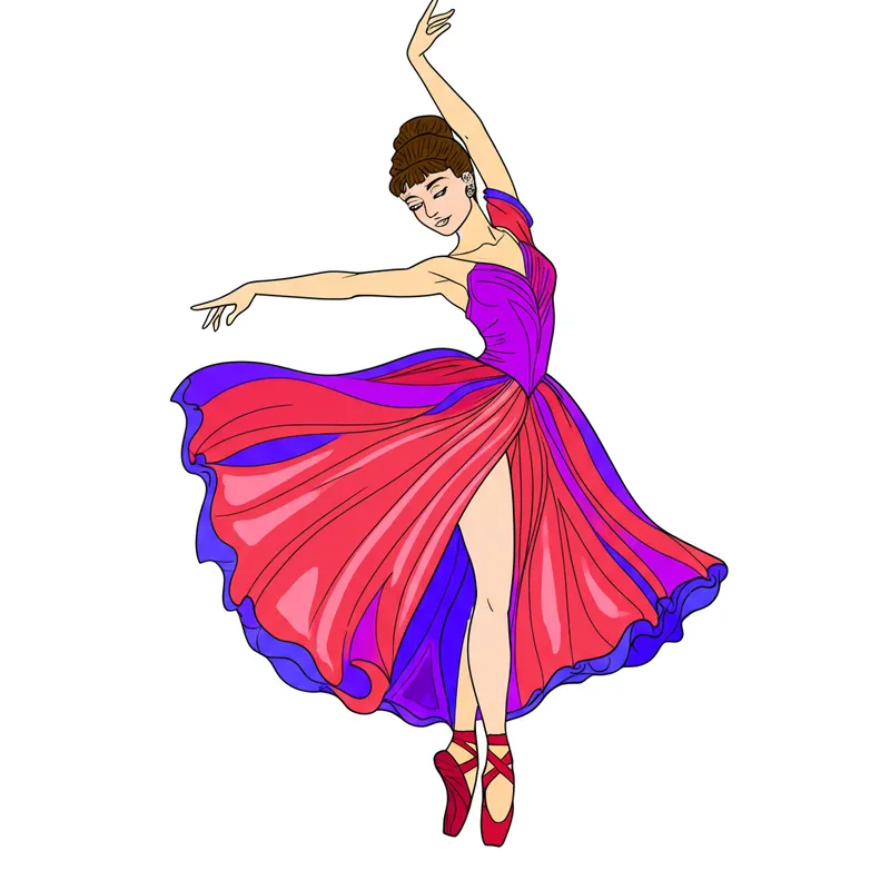 Graceful Ballerina Dancer Coloring Page colored reference