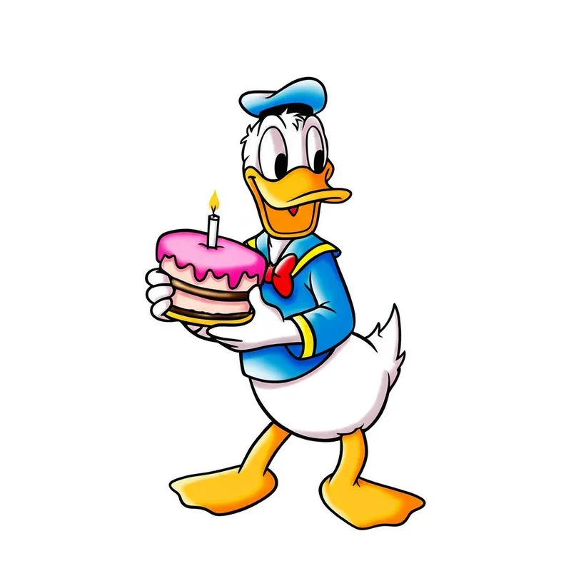 Happy Birthday Donald Duck Coloring Page colored reference