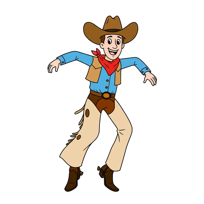 Happy Dancing Cowboy Coloring Page colored reference