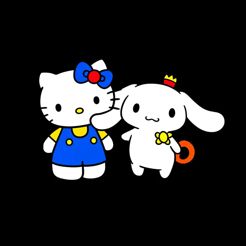 Hello Kitty and Cinnamoroll Best Friends Coloring Page colored reference
