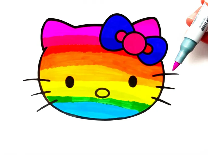 Adorable Hello Kitty Face Coloring Page colored reference