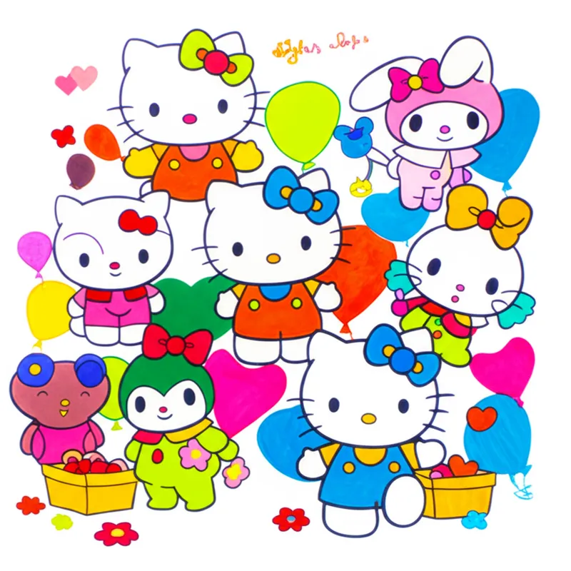 Hello Kitty & Friends Fun Coloring Page colored reference