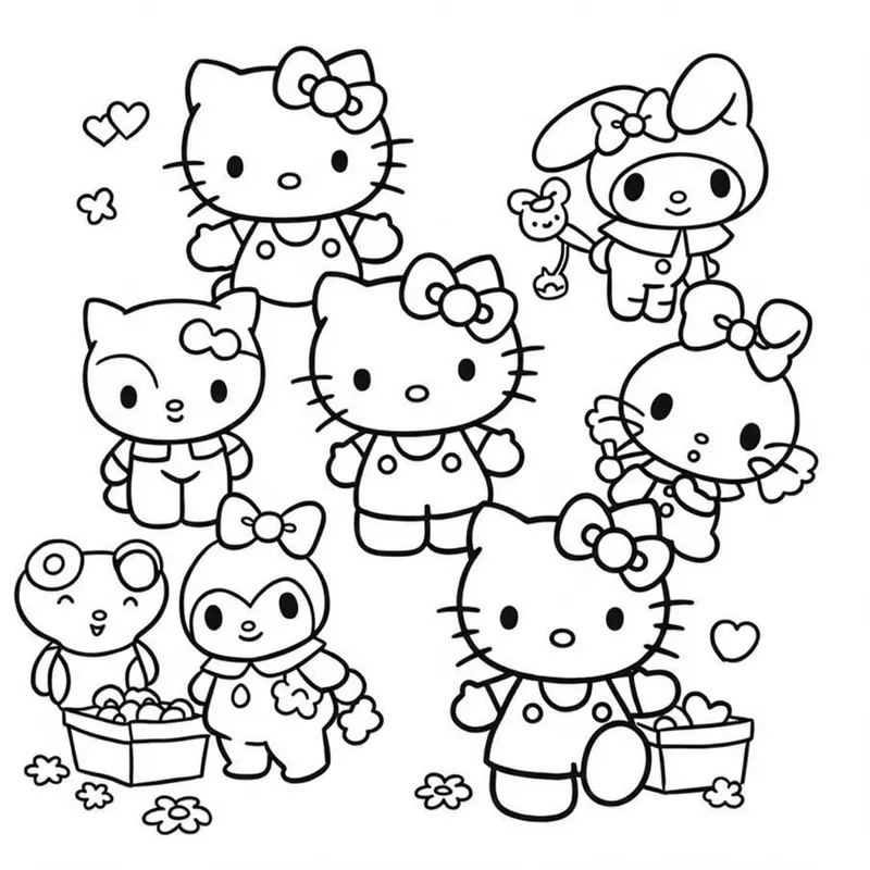 Hello Kitty & Friends Fun Coloring Page coloring page