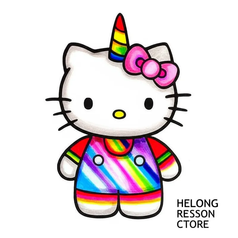 Magical Hello Kitty Unicorn Coloring Page colored reference