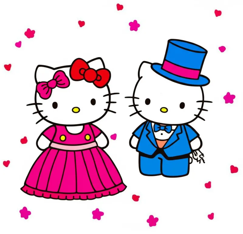 Hello Kitty Wedding Bliss Coloring Page colored reference