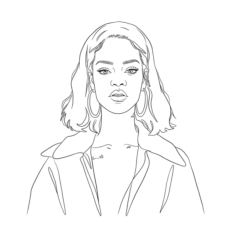 Iconic Rihanna Portrait Coloring Page coloring page