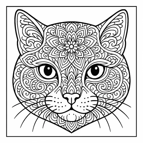 Intricate Cat Mandala Coloring Page coloring page