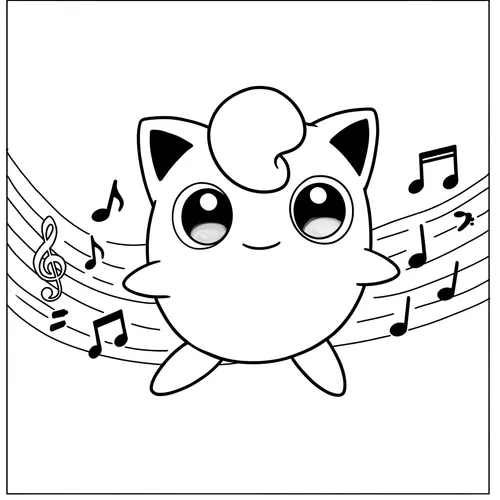 Adorable Jigglypuff Singing Pokémon Coloring Page coloring page