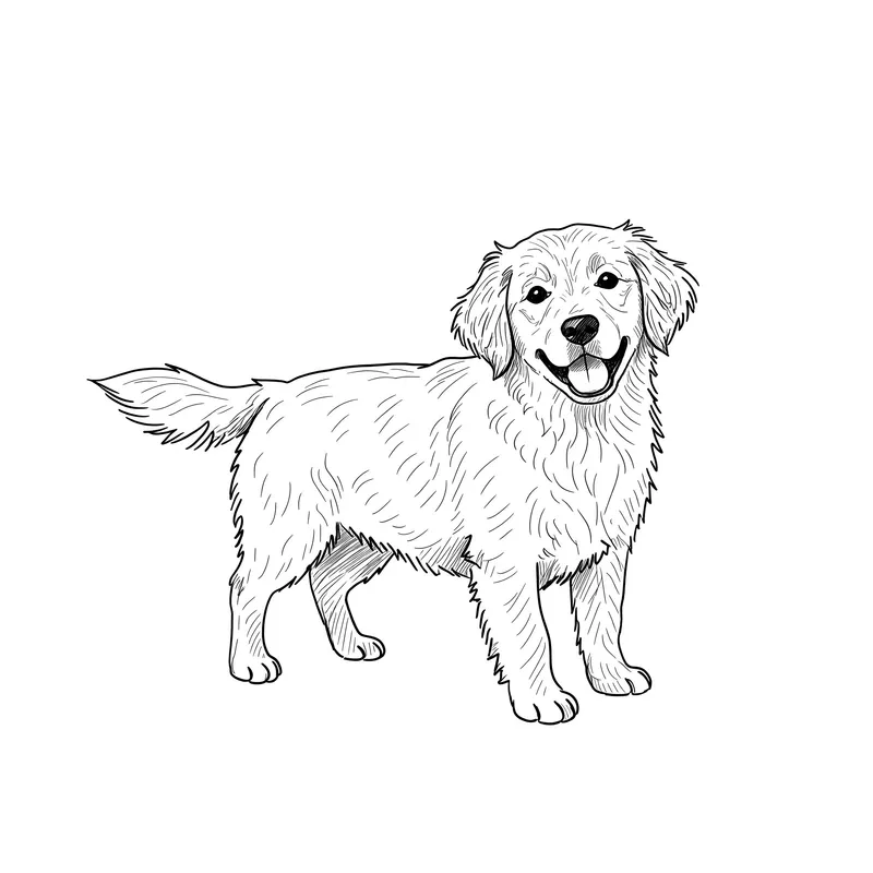 Joyful Golden Retriever Puppy Coloring Page coloring page
