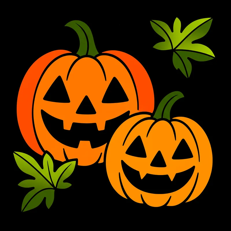 Joyful Jack-o'-Lanterns Coloring Page colored reference