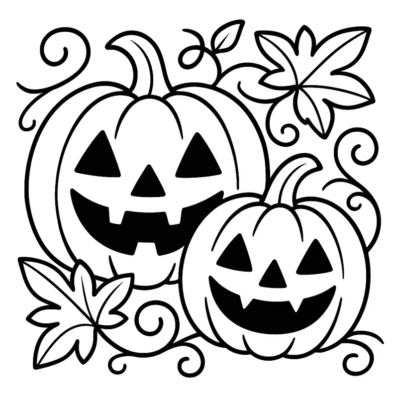 Joyful Jack-o'-Lanterns Coloring Page coloring page