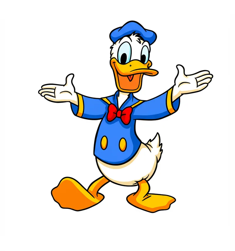 Joyful Singing Donald Duck Coloring Page colored reference