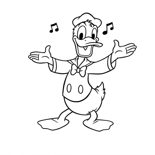 Joyful Singing Donald Duck Coloring Page coloring page