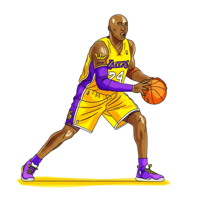 Kobe Bryant 'Black Mamba' Action Coloring Page colored reference