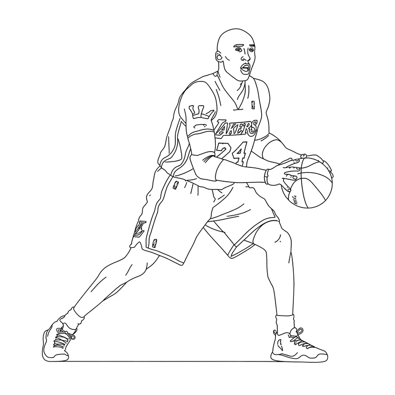 Kobe Bryant 'Black Mamba' Action Coloring Page coloring page