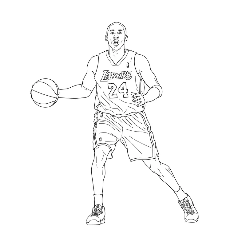 Kobe Bryant Dribbling Coloring Page coloring page