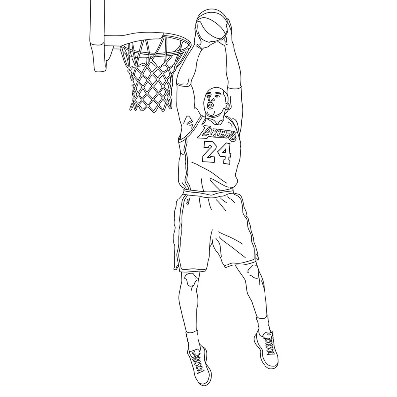 Kobe Bryant Legendary Dunk Coloring Page coloring page