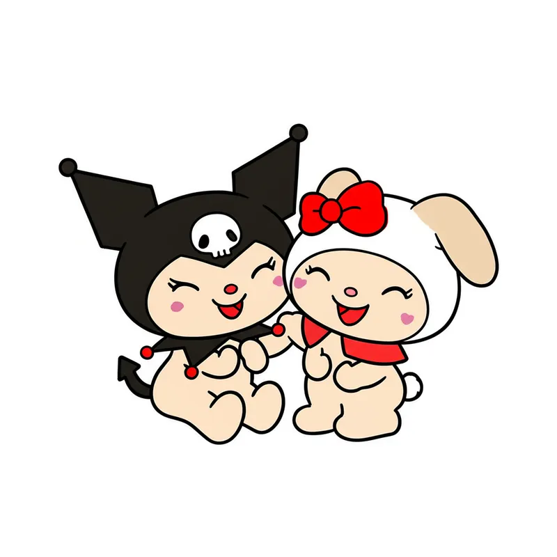 Cute Kuromi and My Melody Coloring Page colored reference