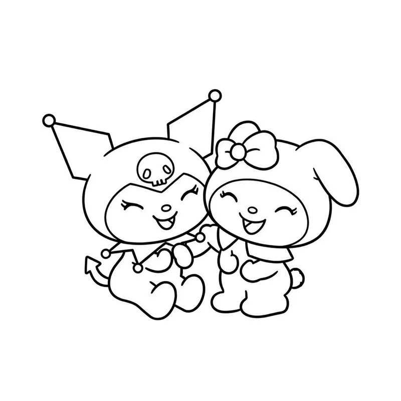 Cute Kuromi and My Melody Coloring Page coloring page