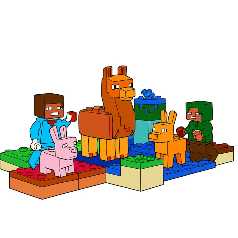 LEGO Minecraft Llama Adventure Coloring Page colored reference