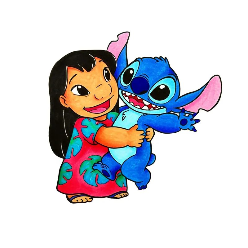 Lilo and Stitch Sweet Embrace Coloring Page colored reference