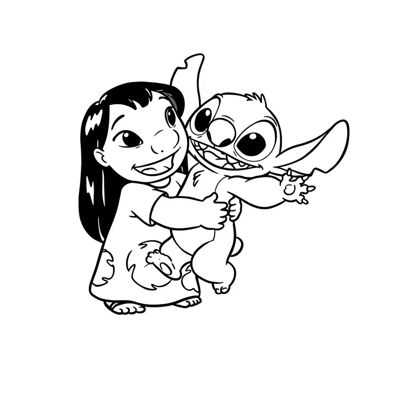 Lilo and Stitch Sweet Embrace Coloring Page coloring page