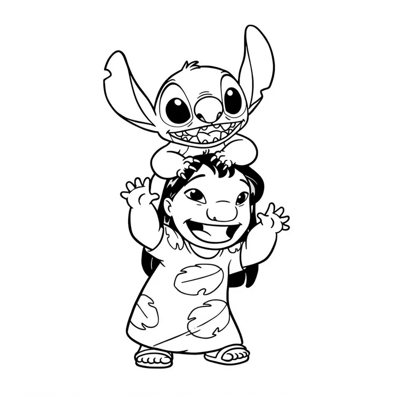Lilo and Stitch Playful Antics Coloring Page coloring page