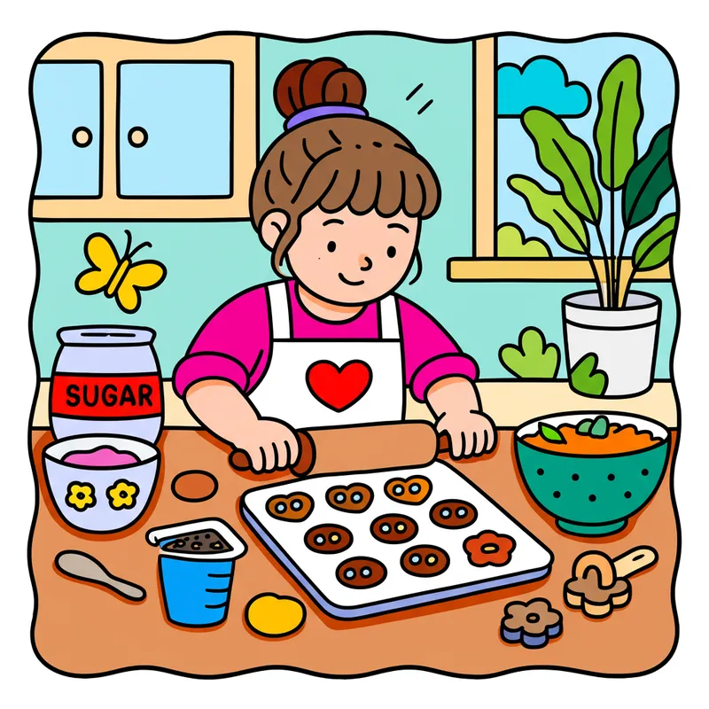 Little Baker's Cookie Day Coloring Page colored reference