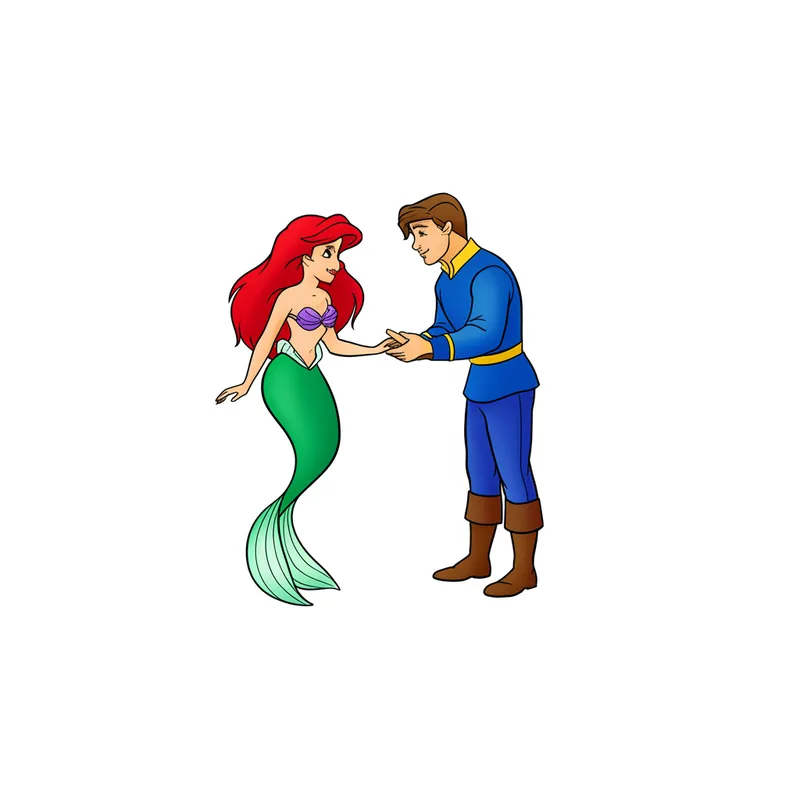 The Little Mermaid Ariel and Eric Coloring Page colored reference
