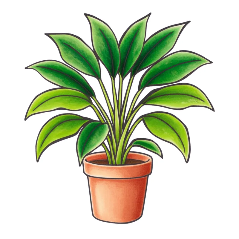 Lush Potted Plant Coloring Page colored reference