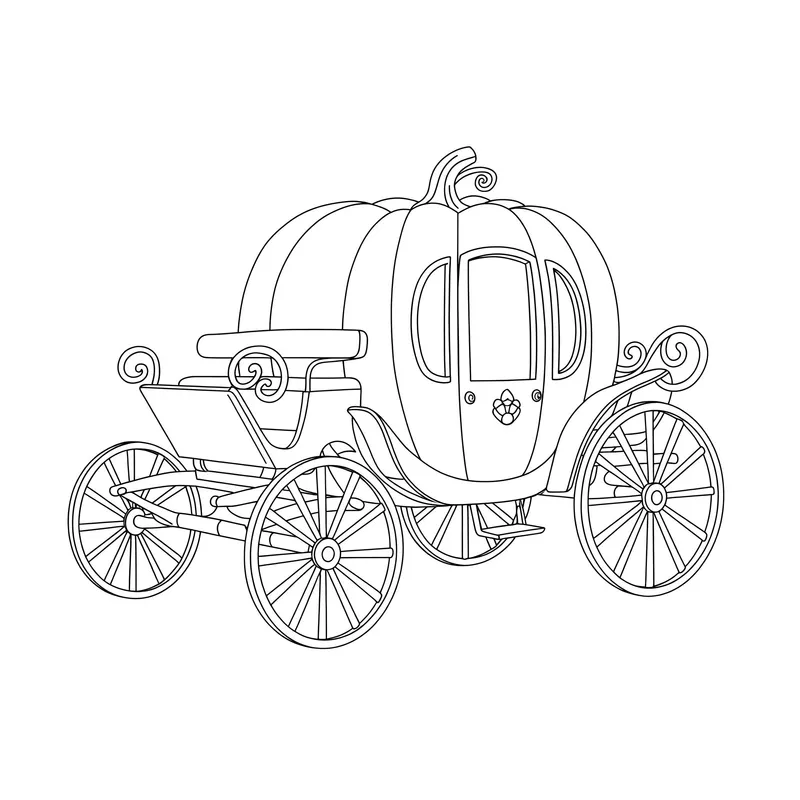Magical Pumpkin Carriage Coloring Page coloring page