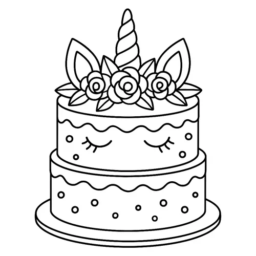Magical Unicorn Cake Coloring Page coloring page