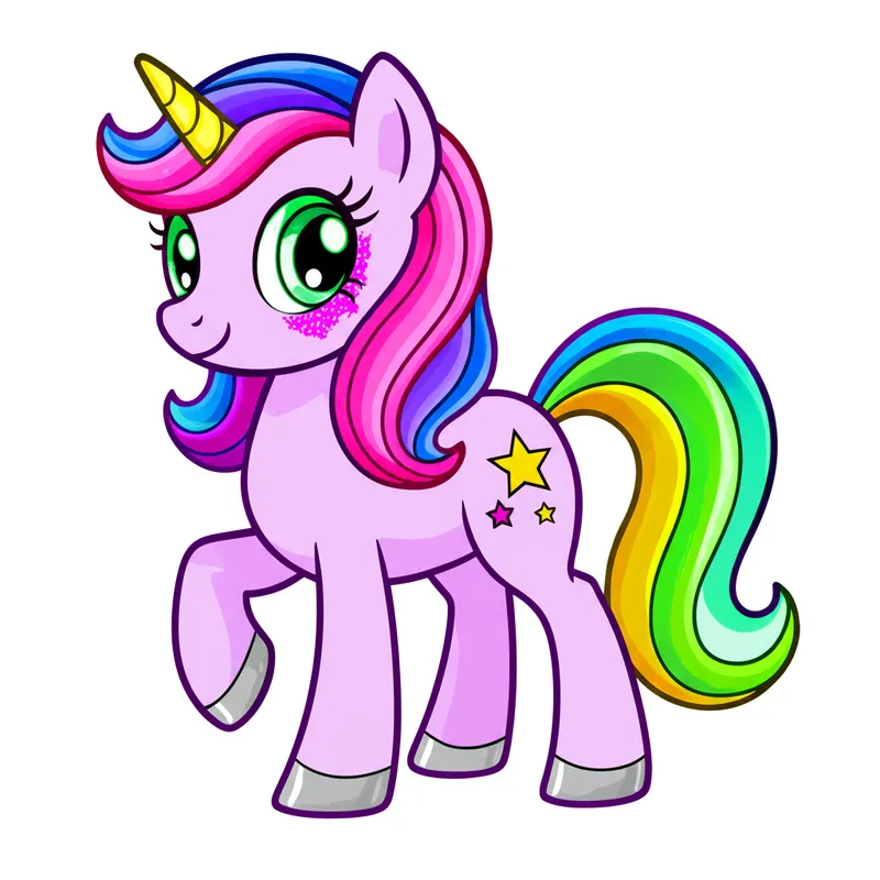 Magical Unicorn Pony Coloring Page colored reference