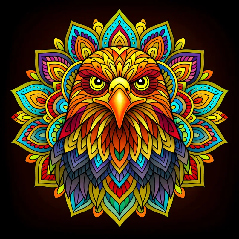 Majestic Eagle Mandala Coloring Page colored reference