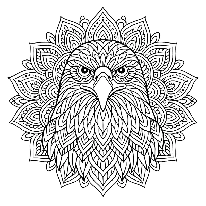 Majestic Eagle Mandala Coloring Page coloring page