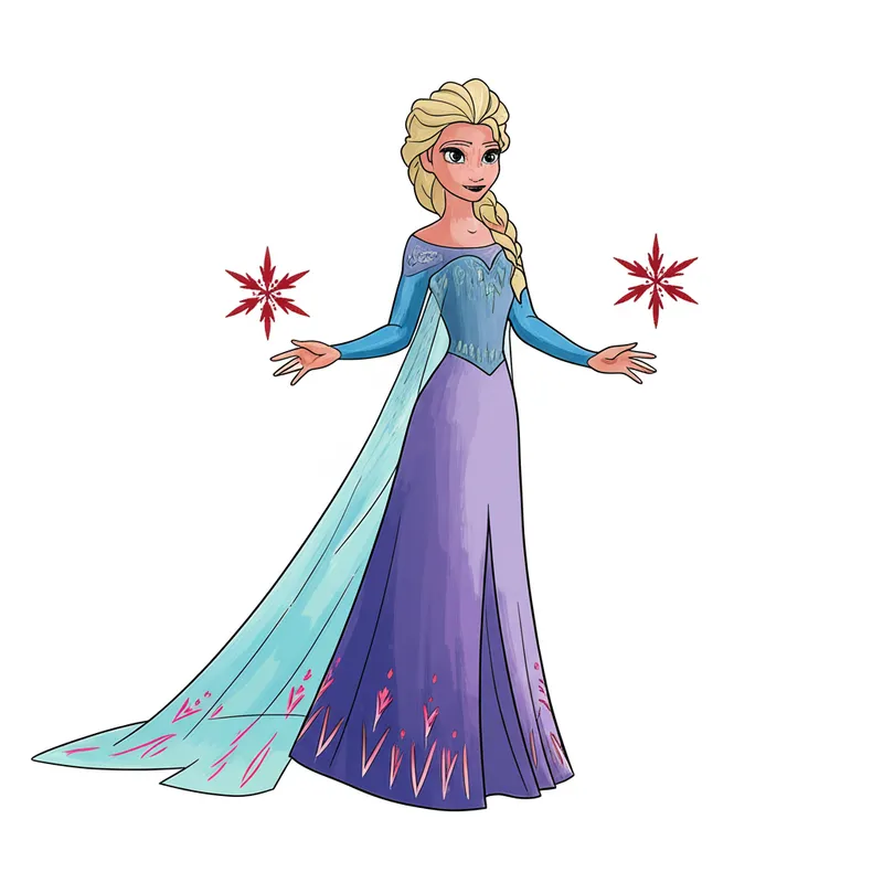 Majestic Elsa Frozen Coloring Page colored reference