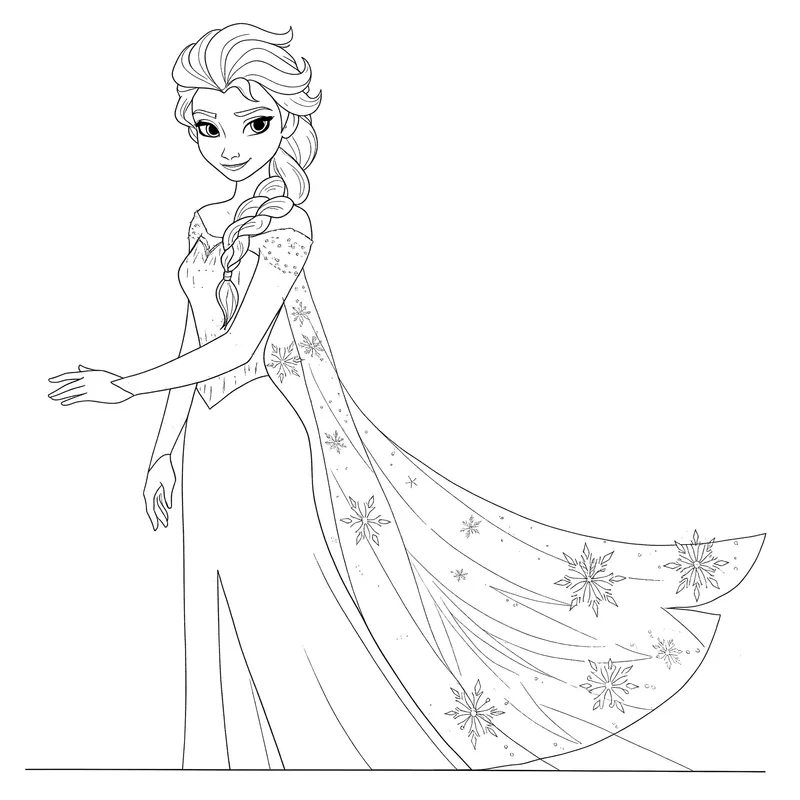 Majestic Queen Elsa Coloring Page coloring page
