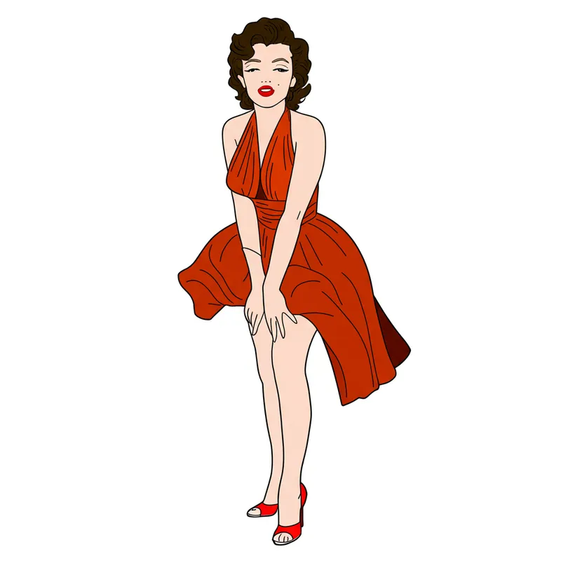 Marilyn Monroe Iconic White Dress Coloring Page colored reference