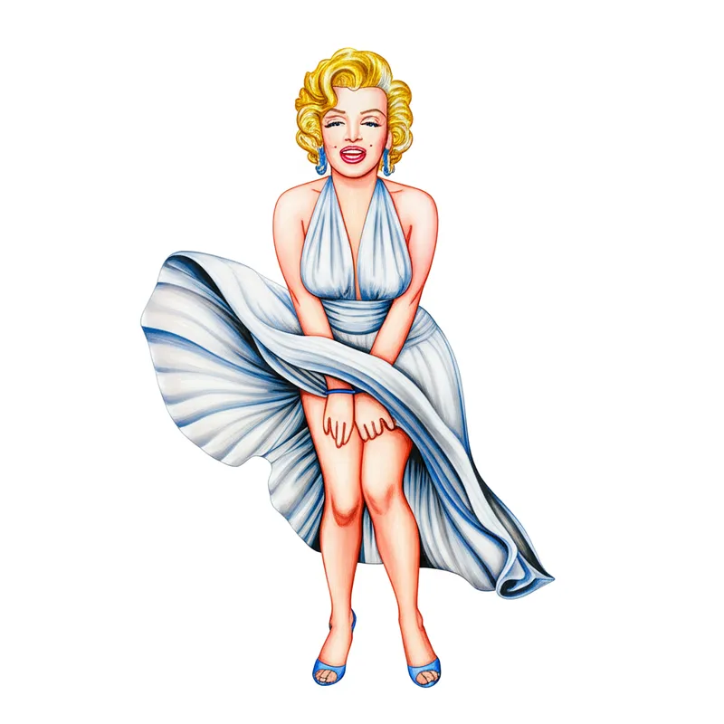 Marilyn Monroe White Dress Coloring Page colored reference