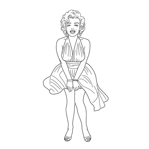 Marilyn Monroe White Dress Coloring Page coloring page