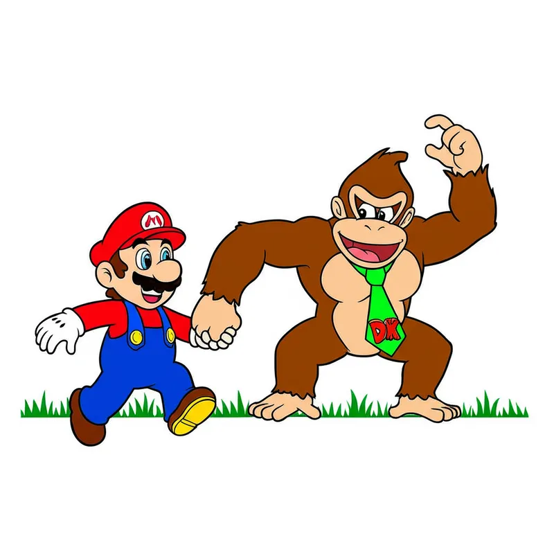 Mario and Donkey Kong Adventure Coloring Page colored reference