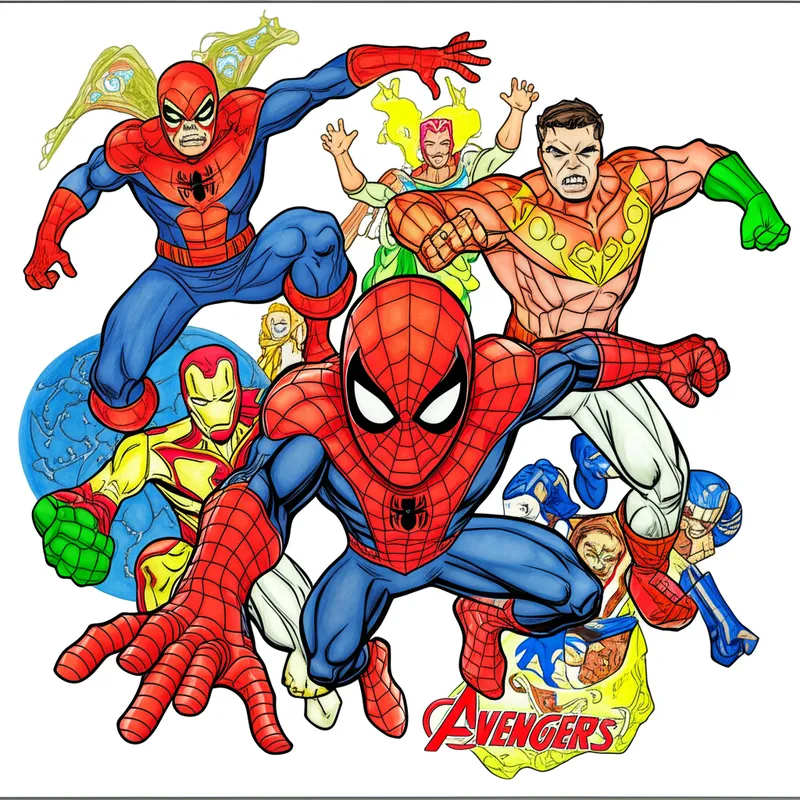 Marvel Superheroes Epic Battle Coloring Page colored reference